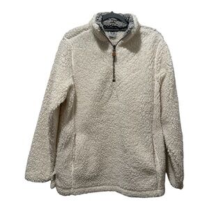 KATYDID Quarter Zip Cream Sherpa Jacket | Size Medium
